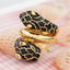 Dual Black Panther 18K Gold Free Size Ring For Women Bulk
