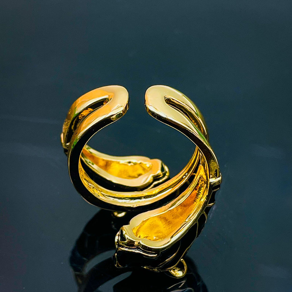 Dual Black Panther 18K Gold Free Size Ring For Women Bulk