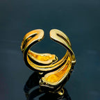 Dual Black Panther 18K Gold Free Size Ring For Women Bulk