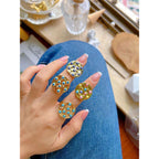 Evil Eye Cubic Zirconia Gold Free Size Adjustable Ring Women Bulk
