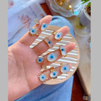 Uneven Rectangle Evil Eye Mother Of Pearl Gold Band Ring Bulk