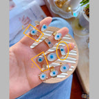 Uneven Rectangle Evil Eye Mother Of Pearl Gold Band Ring Bulk