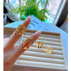 Origami Triangle Cut Out Glossy Gold Anti Tarnish Free Size Ring Bulk