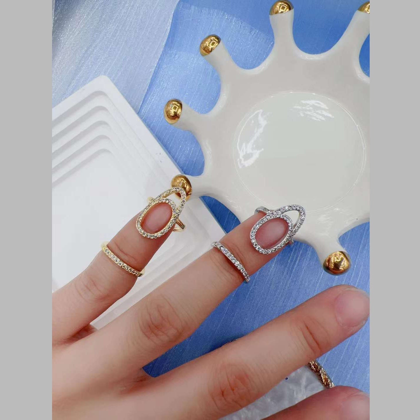Bohemian Finger Tip 18K Gold Anti Tarnish Nail Cap Ring For Women Secondary image