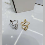 Snake High Polish 18K Gold Copper Free Size Adjustable Ring Women Bulk
