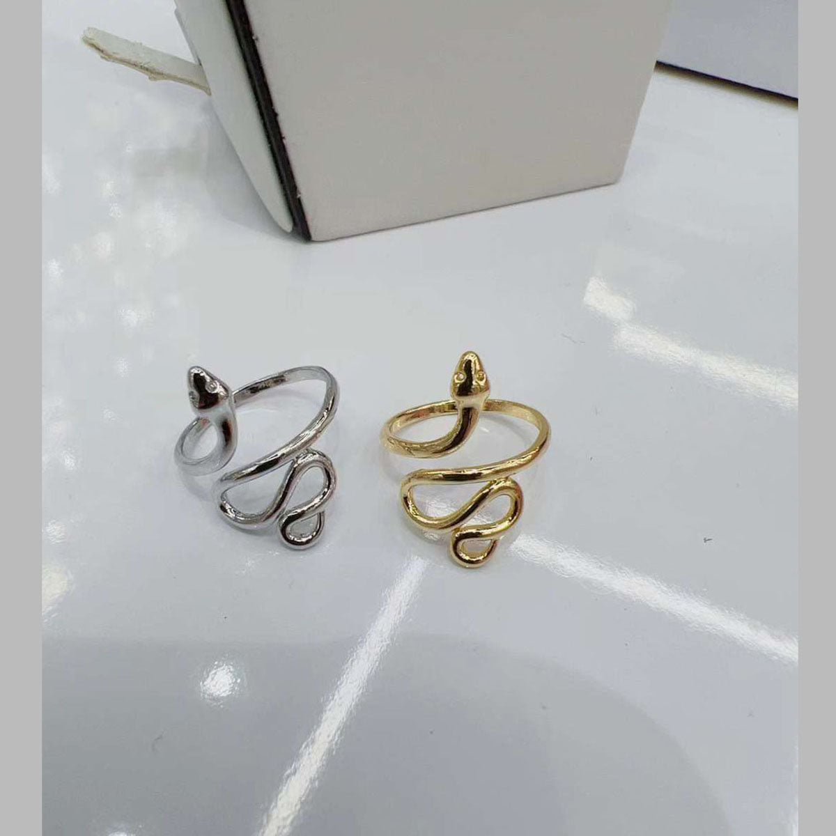Snake High Polish 18K Gold Copper Free Size Adjustable Ring Women Bulk
