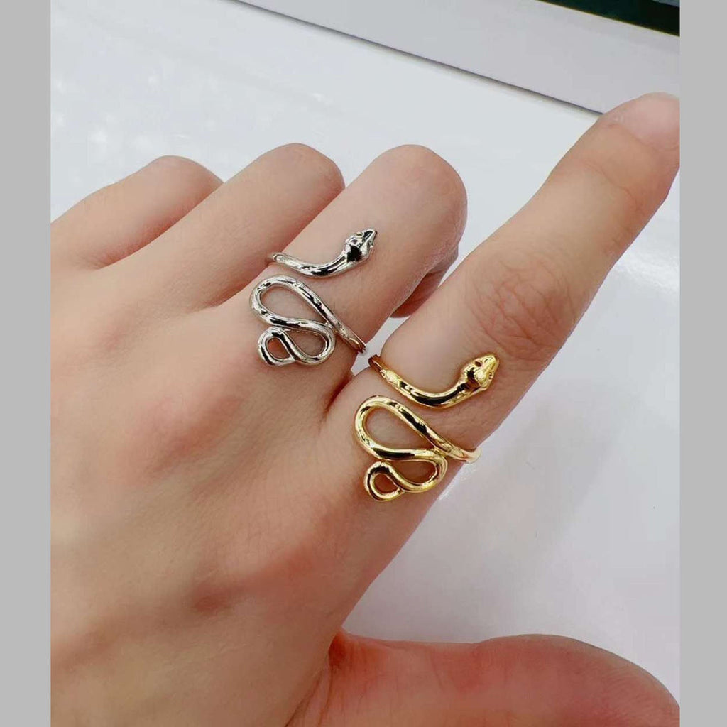 Snake High Polish 18K Gold Copper Free Size Adjustable Ring Women Bulk