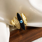 Pink Enamel Evil Eye 5 Beaten Gold Layers Anti Tarnish Ring Bulk