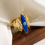 Pink Enamel Evil Eye 5 Beaten Gold Layers Anti Tarnish Ring Bulk