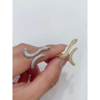 Snake Dainty Green Eye Cubic Zirconia 18K Gold Free Size Ring Bulk