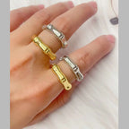 Bamboo 18K Gold Glossy Anti Tarnish Free Size Open Back Ring Bulk