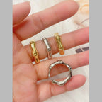 Bamboo 18K Gold Glossy Anti Tarnish Free Size Open Back Ring Bulk