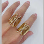 16 Layer Wrap Up 18K Glossy Gold Cubic Zirconia Free Size Ring Bulk