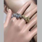 Nail Gothic Baguette Cubic Zirconia 18K Gold Open Back Ring Women Bulk