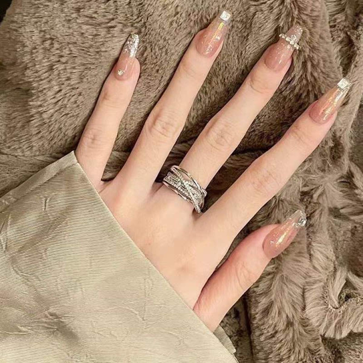 Cross Over Layered CZ Silver Anti Tarnish Adjustable Ring Bulk