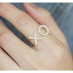 Hug And Kiss Xo CZ 18 Gold Anti Tarnish Free Size Ring Bulk