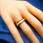 Uneven Twin Layer White Enamel Gold Anti Tarnish Free Size Ring Bulk