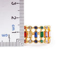 Twin Layer Multi Rainbow Baguette Gold Anti Tarnish Ring Bulk