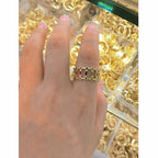 Twin Layer Multi Rainbow Baguette Gold Anti Tarnish Ring Bulk