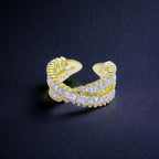 Ramola Tapered CZ 18K Gold Anti Tarnish Open Back Free Size Ring Bulk