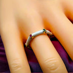 White Enamel Multi Zircons Gold Anti Tarnish Band Free Size Ring Bulk