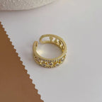 Twin Layer Bezel CZ Gold Anti Tarnish Open Back Free Size Ring Bulk