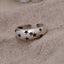 Black Star Glossy Silver Open Back Free Size Band Ring For Women Bulk