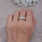Black Star Glossy Silver Open Back Free Size Band Ring For Women Bulk