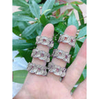 Curb Baguette Cubic Zirconia Silver Anti Tarnish Free Size Ring Bulk