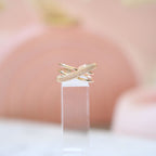 Cross Over Cubic Zirconia 18K Gold Anti Tarnish Adjustable Ring Bulk