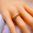 Square Circle CZ 18K Gold Anti Tarnish Adjustable Ring Bulk