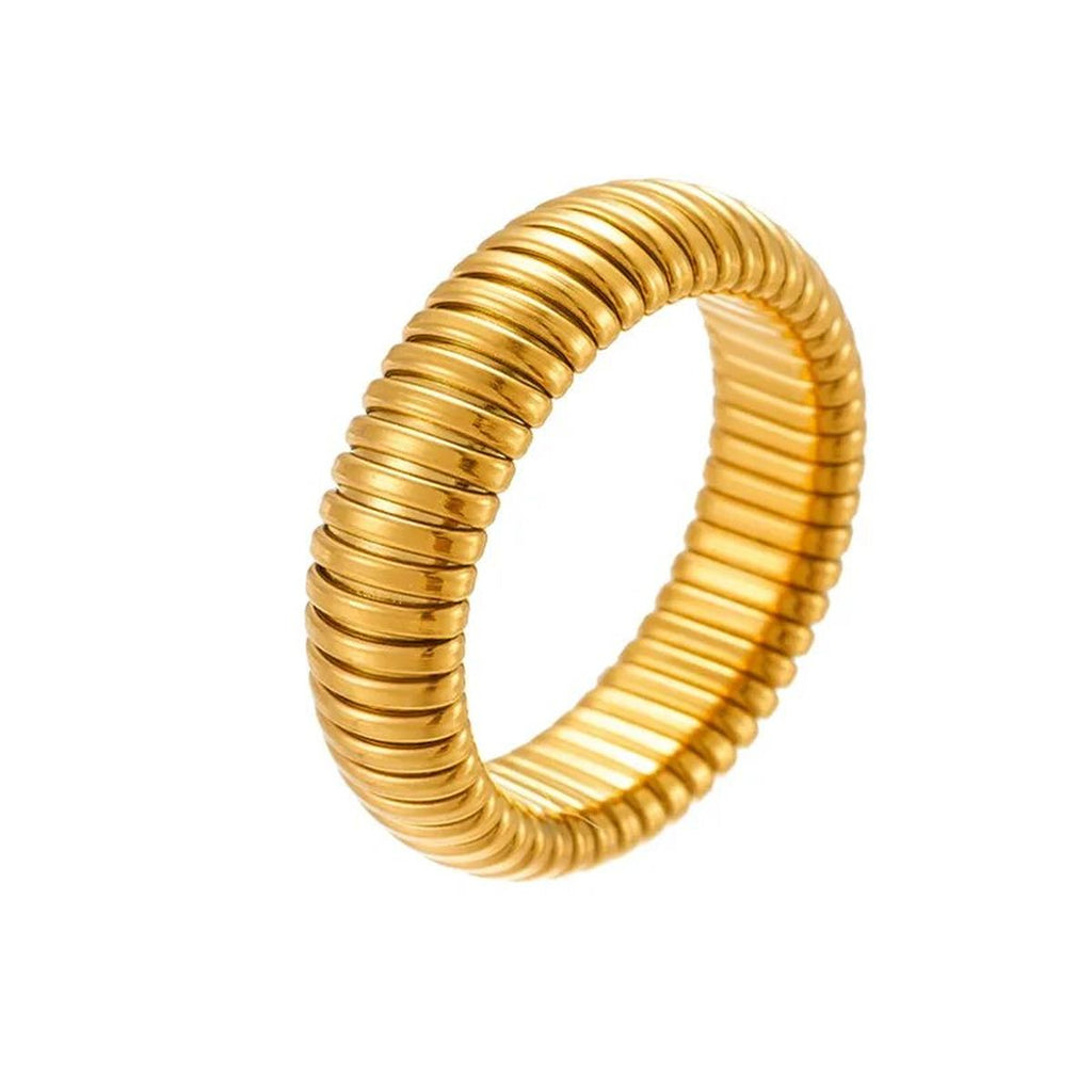 Cobra Snake Gold Anti Tarnish Stainless Steel Stretchable Ring Bulk