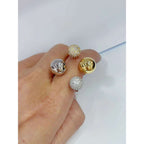 Double CZ 18K Gold Glossy Ball Anti Tarnish Free Size Ring Bulk