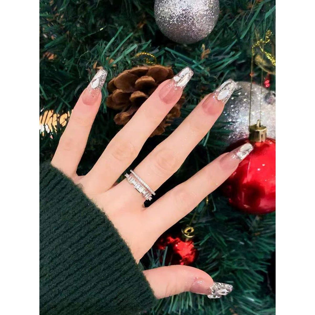 Smart Cubic Zirconia 18K Silver Free Size Open Back Ring Women Bulk