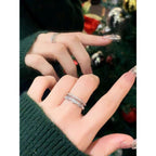 Smart Cubic Zirconia 18K Silver Free Size Open Back Ring Women Bulk