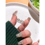 Smart Cubic Zirconia 18K Silver Free Size Open Back Ring Women Bulk