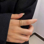 Dual Layer Square CZ 18K Gold Free Size Open Back Ring Bulk