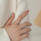 Crescent Moon Star CZ 18K Gold Free Size Open Back Ring Bulk
