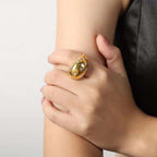 Bubble Glossy CZ 18K Gold Anti Tarnish Adjustable Free Size Ring Bulk