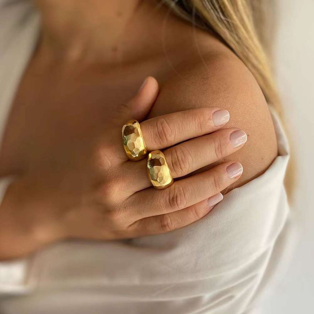 Honey Comb 18K Gold Anti Tarnish Adjustable Free Size Ring Women Bulk