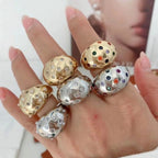 Rainbow Multi 18K Gold Anti Tarnish Cubic Zirconia Free Size Ring Bulk