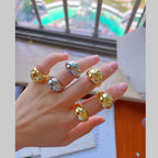 Rainbow Multi 18K Gold Anti Tarnish Cubic Zirconia Free Size Ring Bulk