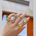 Rainbow Multi 18K Gold Anti Tarnish Cubic Zirconia Free Size Ring Bulk