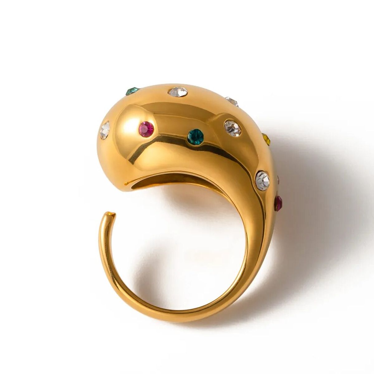 Rainbow Multi 18K Gold Anti Tarnish CZ Adjustable Ring Bulk Secondary image