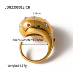 Rainbow Multi 18K Gold Anti Tarnish CZ Adjustable Ring Bulk