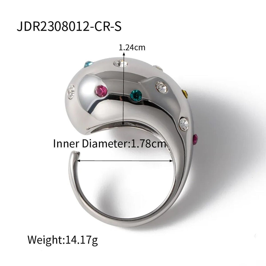 Rainbow Multi 18K Gold Anti Tarnish CZ Adjustable Ring Bulk