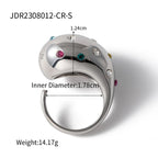 Rainbow Multi 18K Gold Anti Tarnish CZ Adjustable Ring Bulk