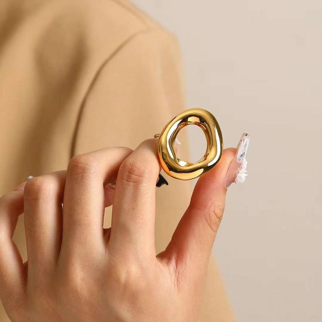 Oval 18K Gold Anti Tarnish Free Size Ring For Women Bulk