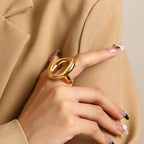 Oval 18K Gold Anti Tarnish Free Size Ring For Women Bulk