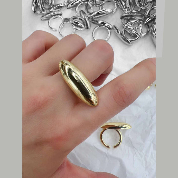 Oval 18K Gold Anti Tarnish Free Size Ring Women Bulk Main image